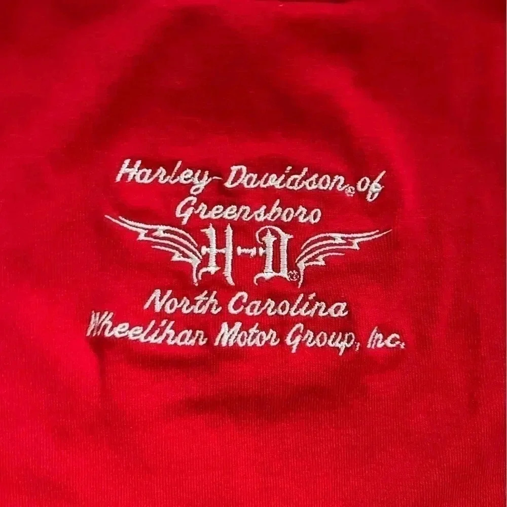 Women’s Vintage Harley Davidson Cut Out Long Sleeve Red Sz S - Picture 3 of 10